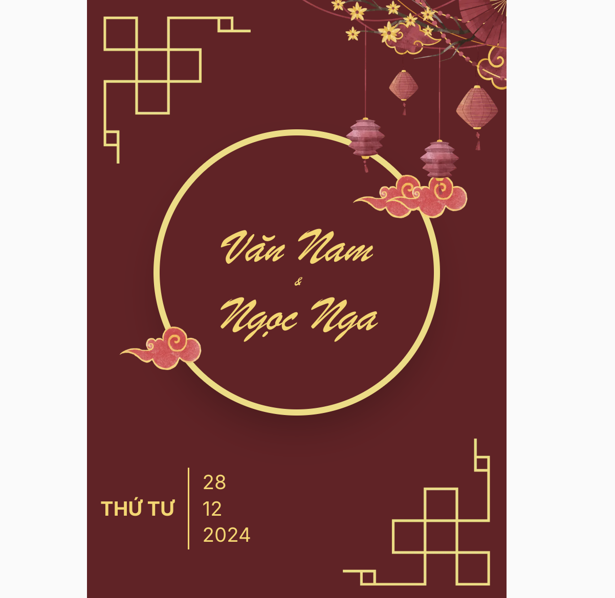 Thiệp cưới Online - Golden circle - Đỏ